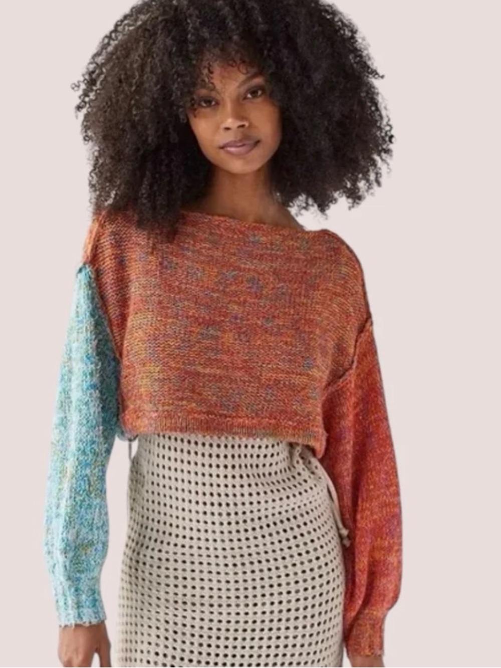 URBAN OUTFITTERS BDG Multi-Color Cropped Knit Sweater - Blue & Orange SZ M NWOT
